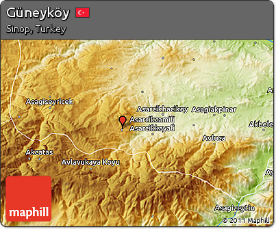 Physical 3D Map of Güneyköy