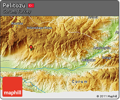 Physical 3D Map of Pelitözü