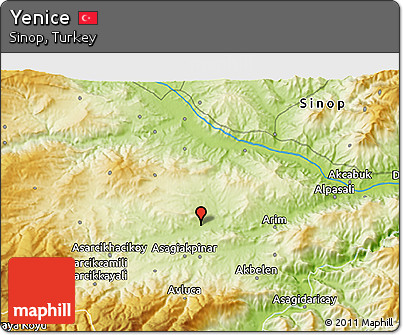 Physical 3D Map of Yenice