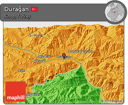 Political 3D Map of Durağan