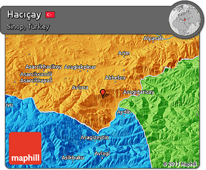 Political 3D Map of Hacıçay