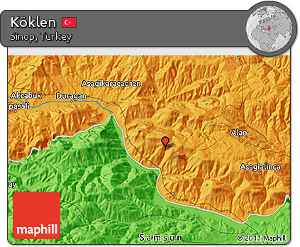 Political 3D Map of Köklen