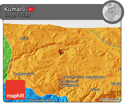Political 3D Map of Kumarlı