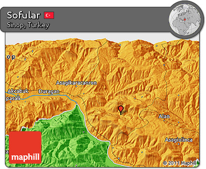 Political 3D Map of Sofular
