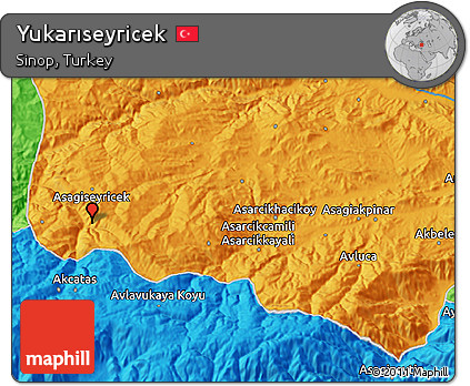 Political 3D Map of Yukarıseyricek