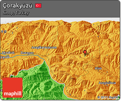 Political 3D Map of Çorakyüzü