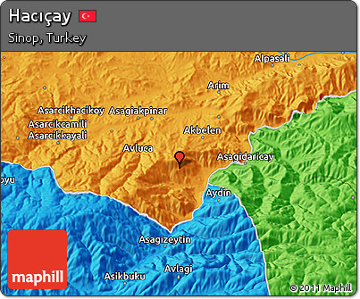 Political 3D Map of Hacıçay