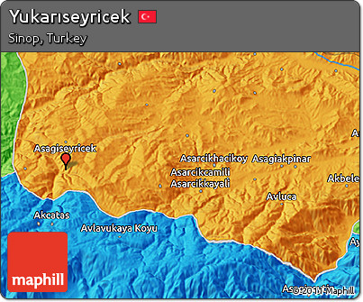 Political 3D Map of Yukarıseyricek