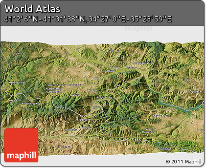 Satellite 3D Map of the Area around 41° 16' 52" N, 34° 55' 29" E