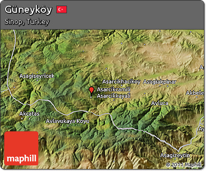 Satellite 3D Map of Güneyköy