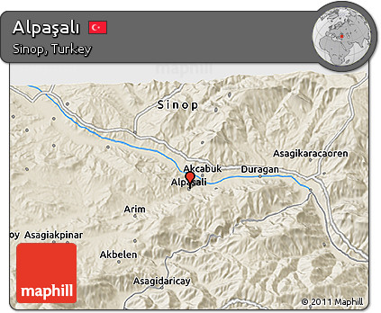 Shaded Relief 3D Map of Alpaşalı