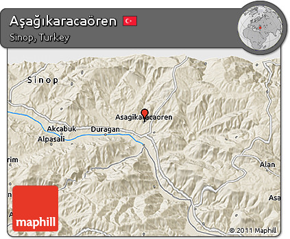Shaded Relief 3D Map of Aşağıkaracaören