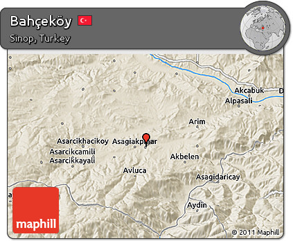 Shaded Relief 3D Map of Bahçeköy