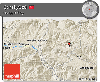 Shaded Relief 3D Map of Çorakyüzü