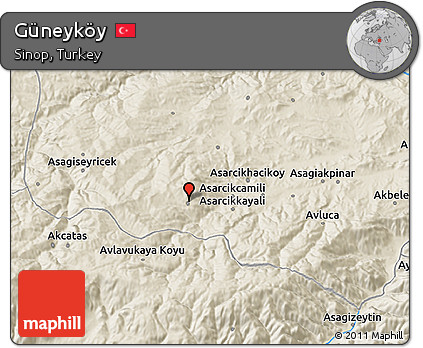 Shaded Relief 3D Map of Güneyköy