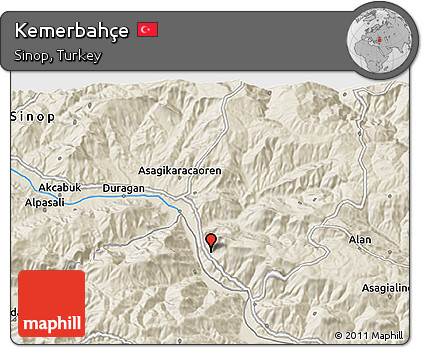 Shaded Relief 3D Map of Kemerbahçe