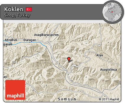 Shaded Relief 3D Map of Köklen