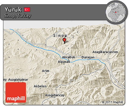 Shaded Relief 3D Map of Yürük