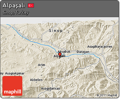 Shaded Relief 3D Map of Alpaşalı