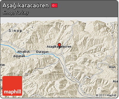 Shaded Relief 3D Map of Aşağıkaracaören