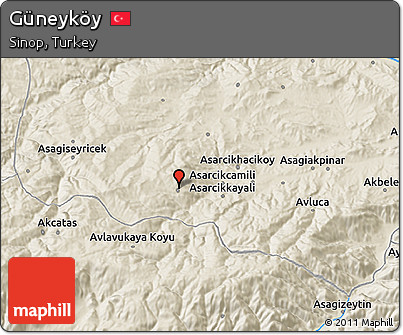 Shaded Relief 3D Map of Güneyköy
