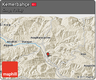 Shaded Relief 3D Map of Kemerbahçe
