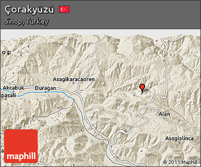 Shaded Relief 3D Map of Çorakyüzü