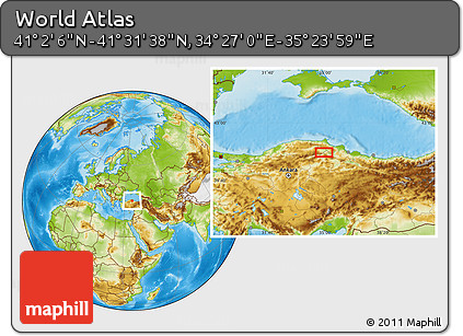 Physical Location Map of the Area around 41° 16' 52" N, 34° 55' 29" E