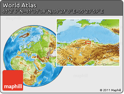 Physical Location Map of the Area around 41° 16' 52" N, 34° 55' 29" E