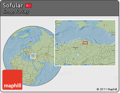 Savanna Style Location Map of Sofular, hill shading
