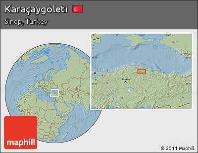 Savanna Style Location Map of Karaçaygöleti, hill shading