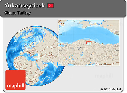 Shaded Relief Location Map of Yukarıseyricek
