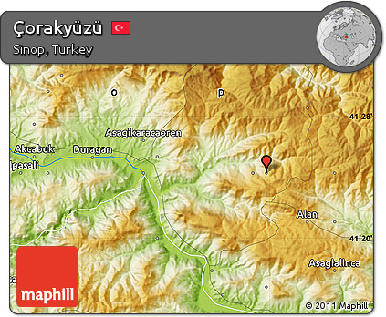 Physical Map of Çorakyüzü