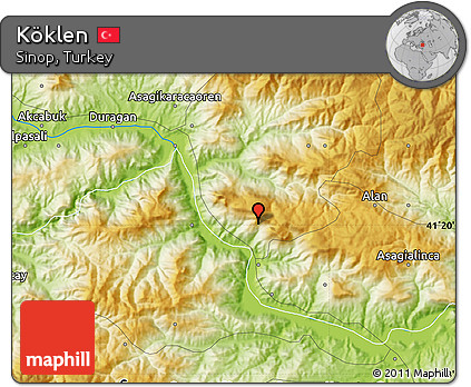 Physical Map of Köklen