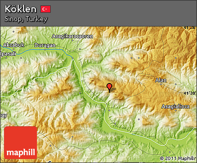 Physical Map of Köklen