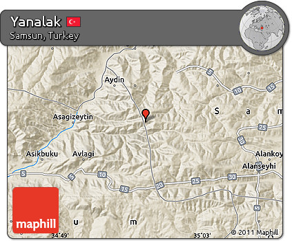 Shaded Relief Map of Yanalak
