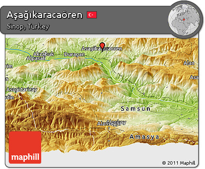 Physical Panoramic Map of Aşağıkaracaören