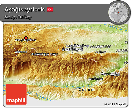 Physical Panoramic Map of Aşağıseyricek