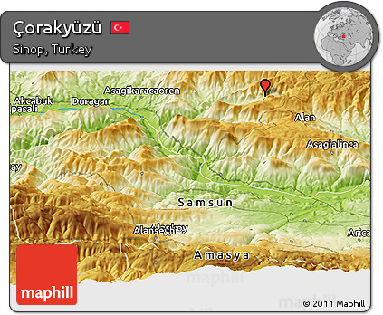 Physical Panoramic Map of Çorakyüzü