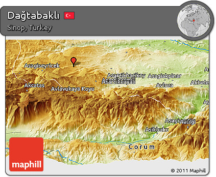 Physical Panoramic Map of Dağtabaklı