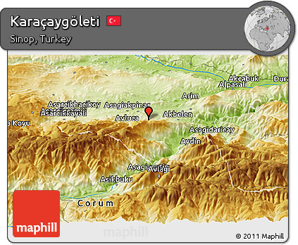 Physical Panoramic Map of Karaçaygöleti