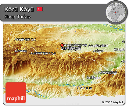 Physical Panoramic Map of Körü Köyü