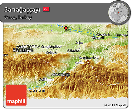 Physical Panoramic Map of Sarıağaççayı