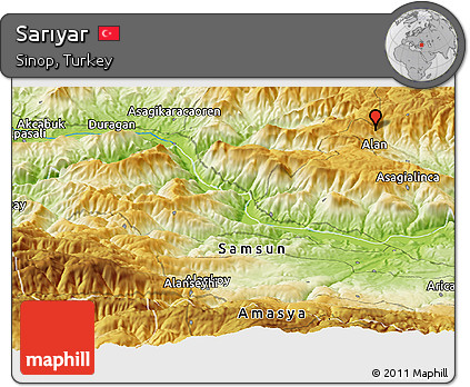 Physical Panoramic Map of Sarıyar