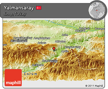 Physical Panoramic Map of Yalmansaray