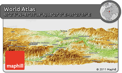 Physical Panoramic Map of the Area around 41° 16' 52" N, 34° 55' 29" E