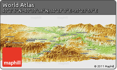 Physical Panoramic Map of the Area around 41° 16' 52" N, 34° 55' 29" E