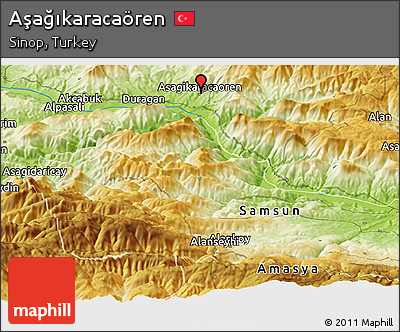 Physical Panoramic Map of Aşağıkaracaören