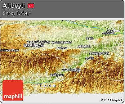 Physical Panoramic Map of Alibeyli