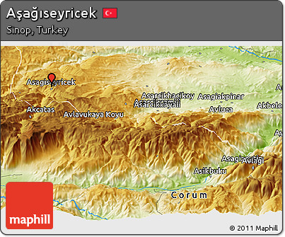 Physical Panoramic Map of Aşağıseyricek